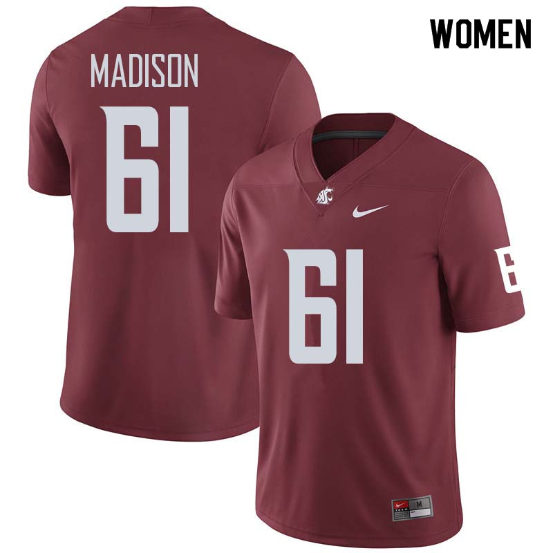 Women #61 Cole Madison Washington State Cougars College Football Jerseys Sale-Crimson - Click Image to Close